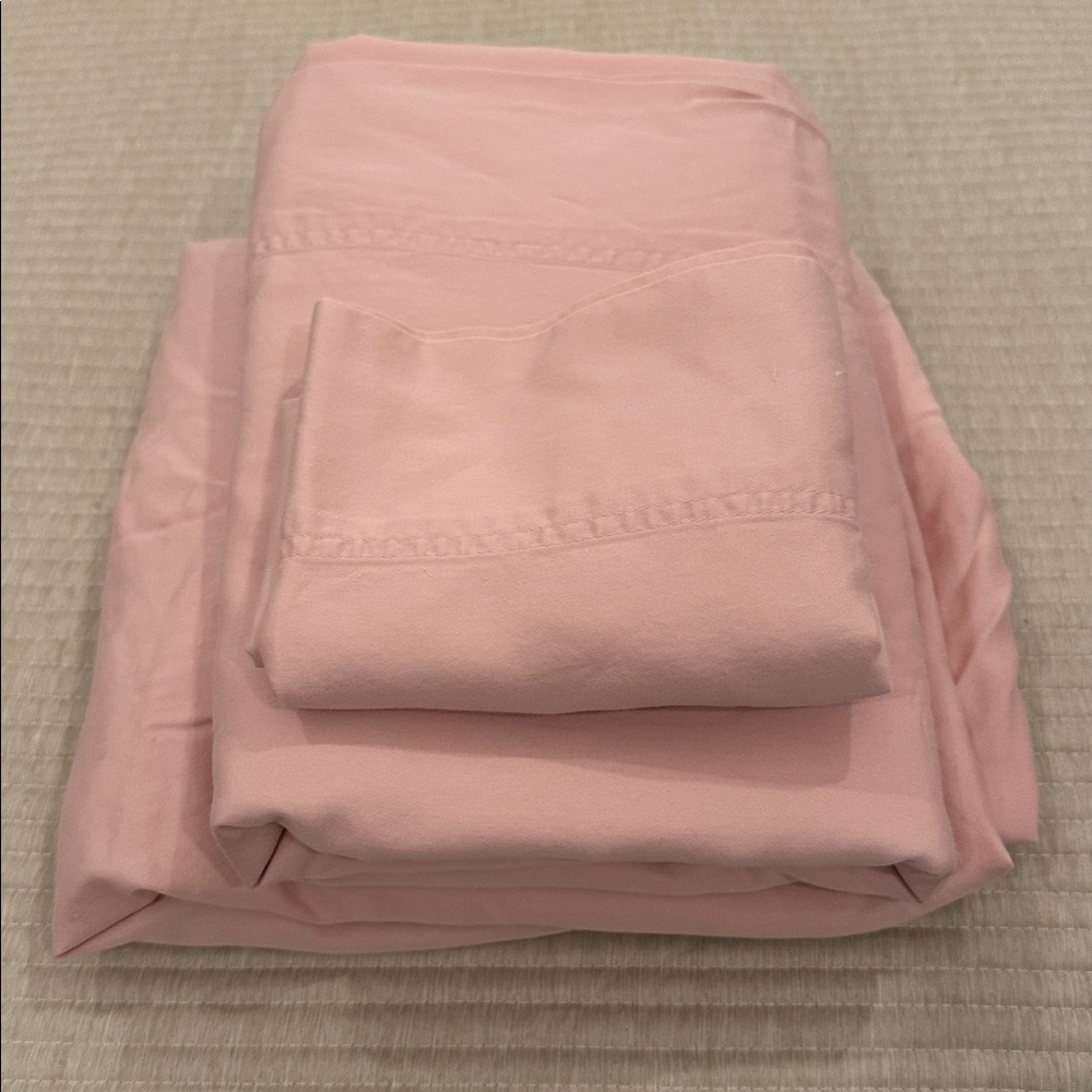 100% Cotton Pink Twin Sheet Set 1 Flat Sheet 1 Fitted Sheet 1 Pillowcase